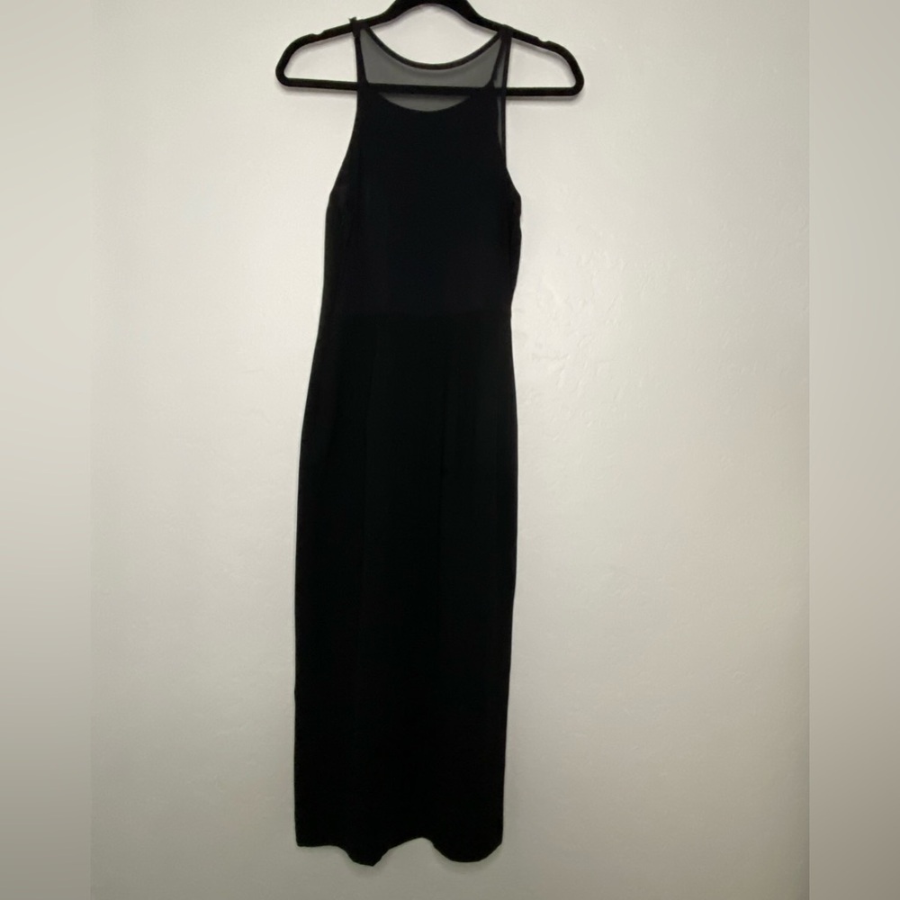 Vintage CDC illusion Shear Back Dress Womens 8P Black Evening Gown Cocktail